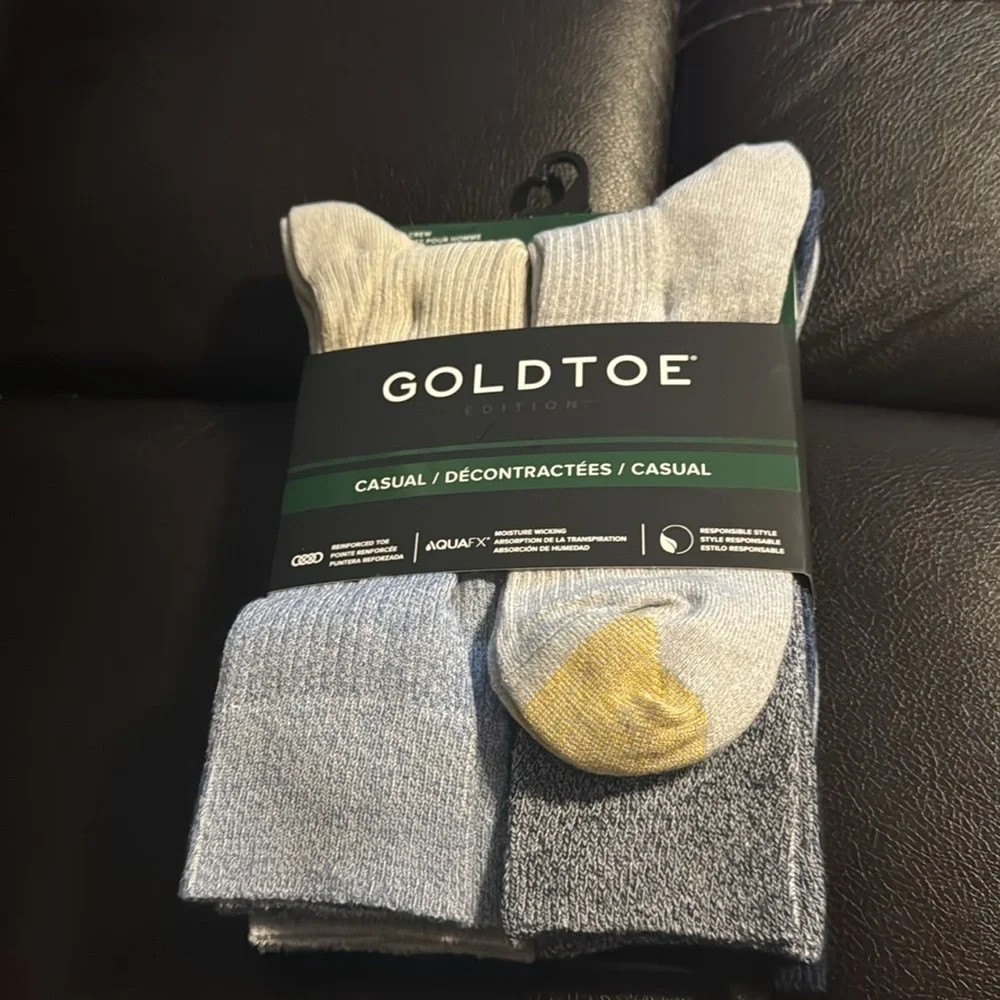 GoldToe Edition Mens Casual Rib Crew Socks Assorted, 6 Pack